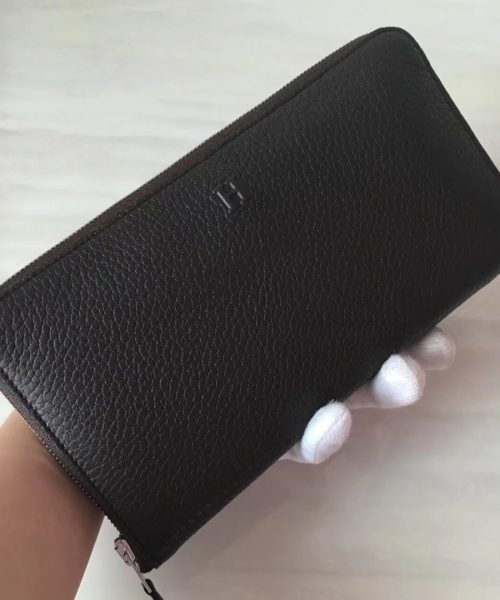 1:1 Replica Hermes Silk'In Classique Long Wallet 20cm /7.9in Silver Toned Hardware For Women Black