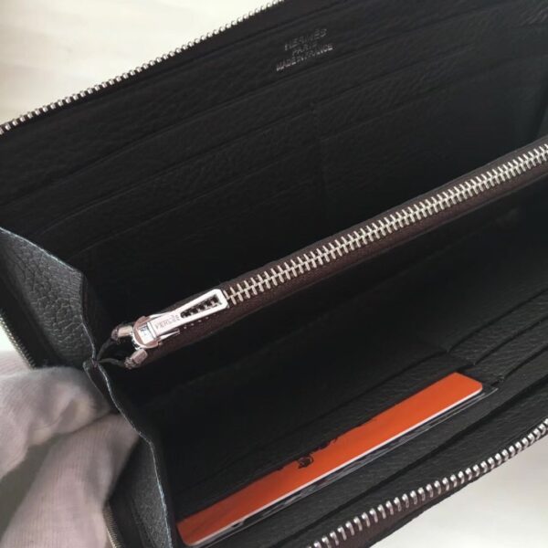 Hermes Silk'In Classique Long Wallet 20cm /7.9in Silver Toned Hardware For Women Black