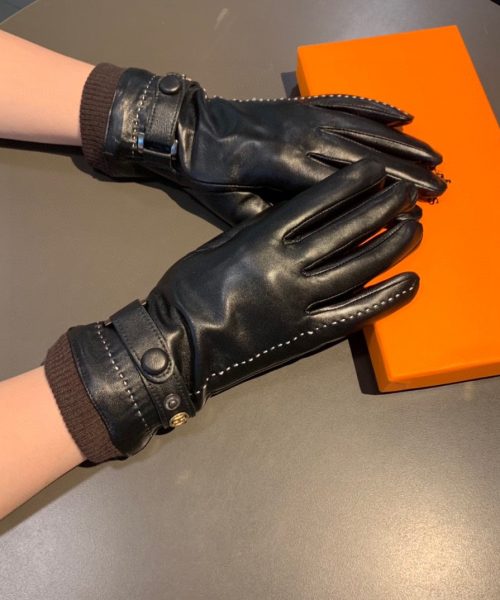 Hermes Soya Gloves In Black