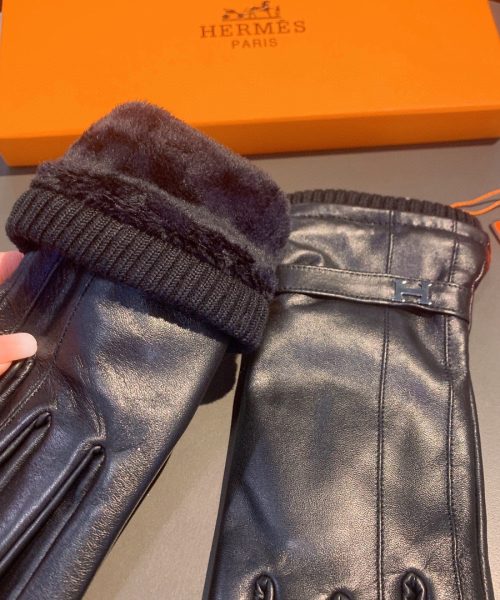 Hermes Soya Gloves In Black