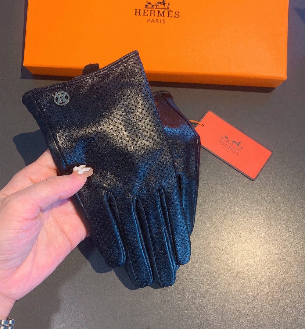 Hermes Soya Gloves In Black