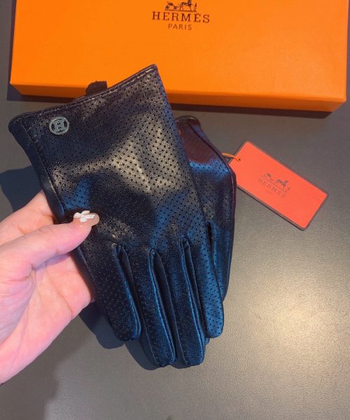Hermes Soya Gloves In Black