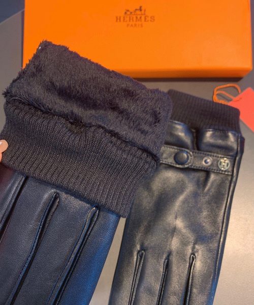 Hermes Soya Gloves In Black