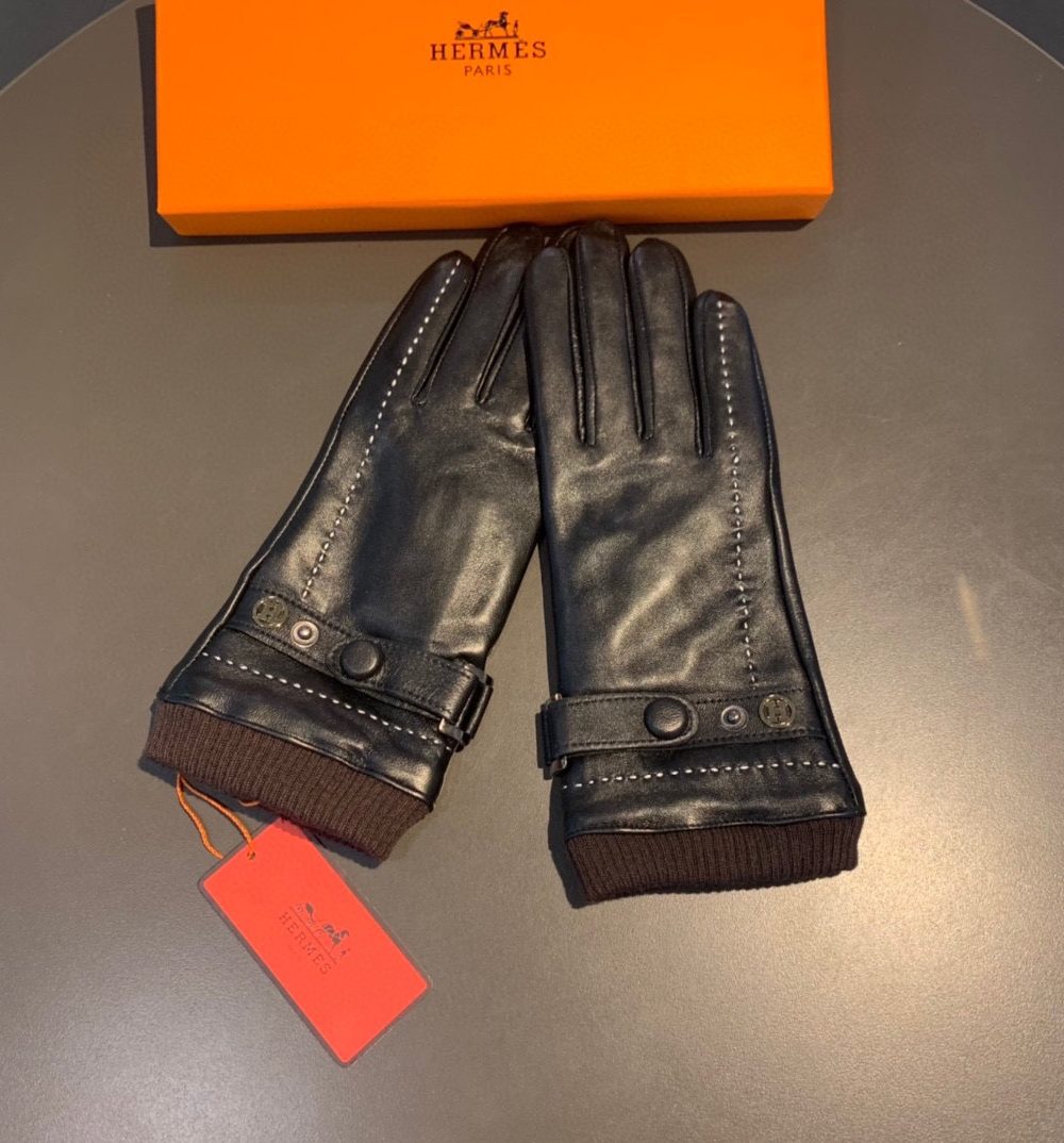 Hermes Soya Gloves In Black