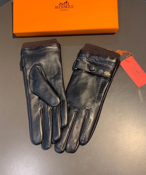 Hermes Soya Gloves In Black