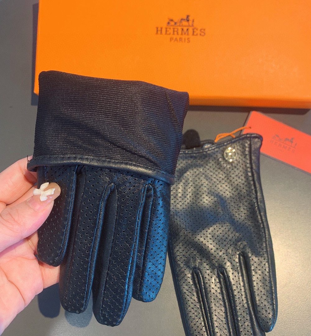 Hermes Soya Gloves In Black