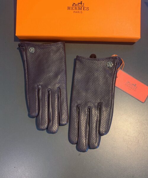 Hermes Soya Gloves In Dark Purple