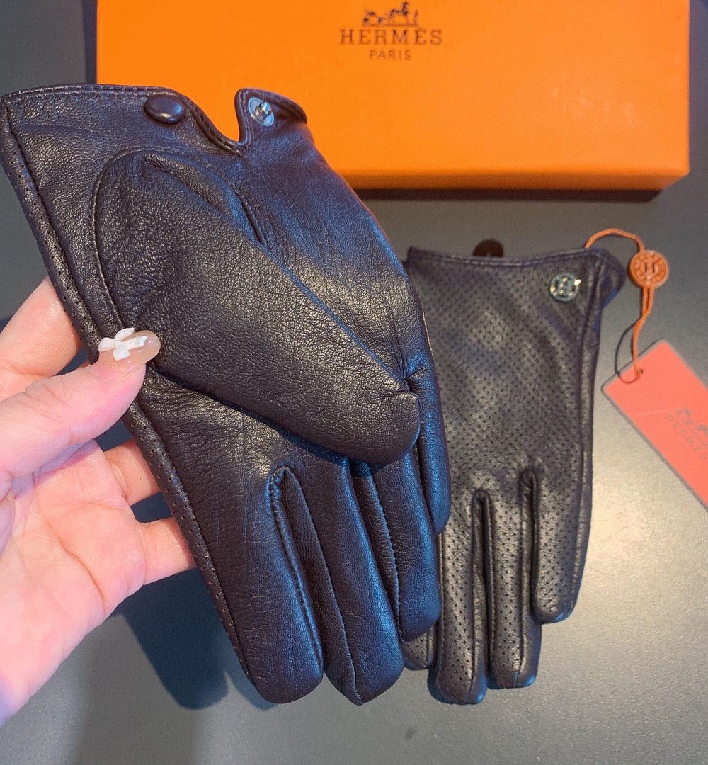 Hermes Soya Gloves In Dark Purple