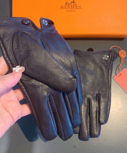 Hermes Soya Gloves In Dark Purple