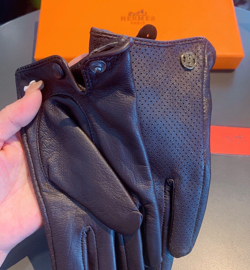 Hermes Soya Gloves In Dark Purple