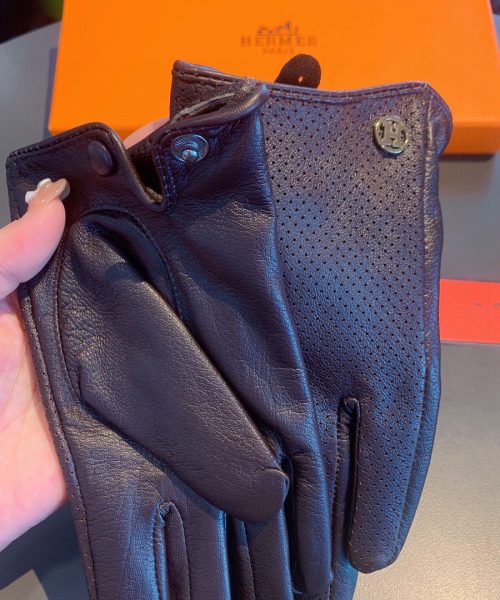 Hermes Soya Gloves In Dark Purple