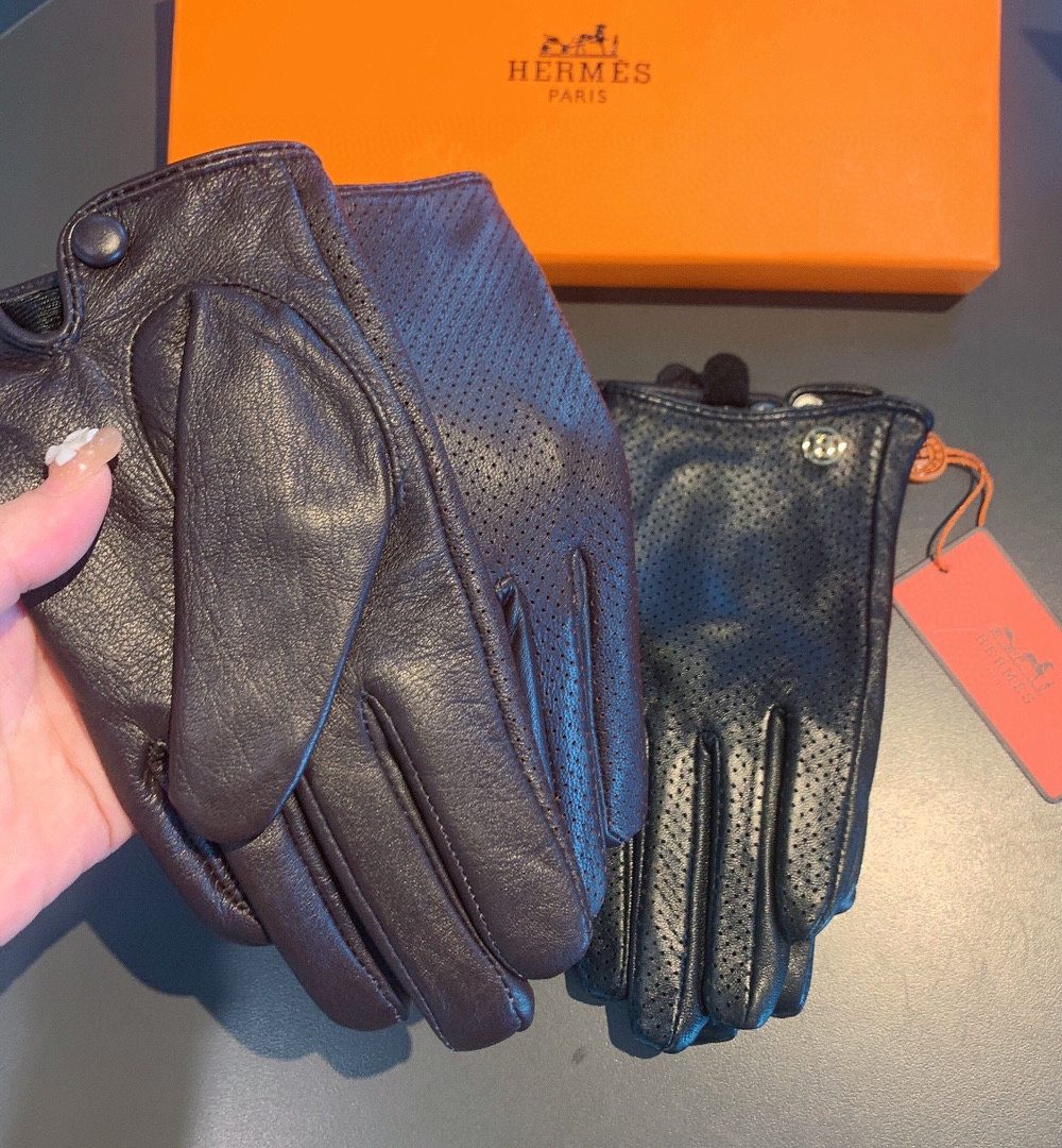 Hermes Soya Gloves In Dark Purple