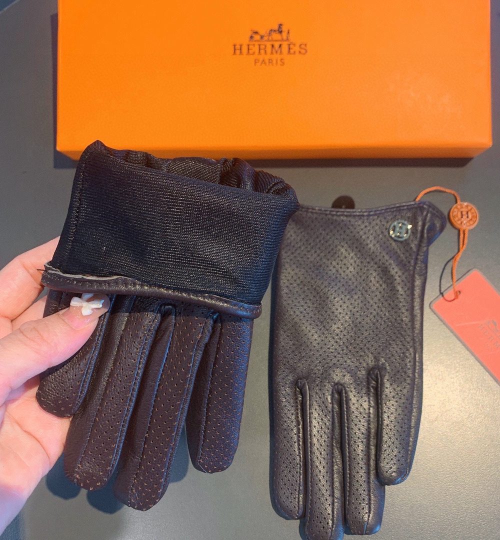 Hermes Soya Gloves In Dark Purple