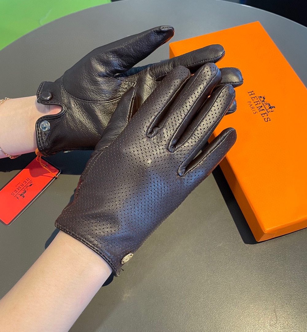 Hermes Soya Gloves In Dark Purple
