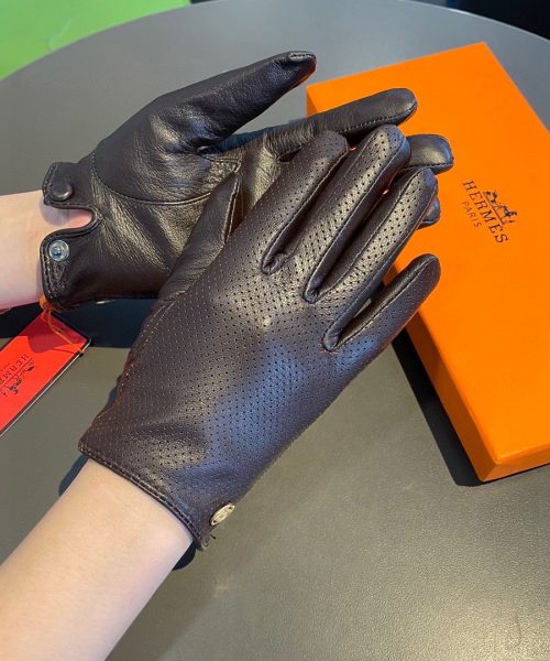 Hermes Soya Gloves In Dark Purple