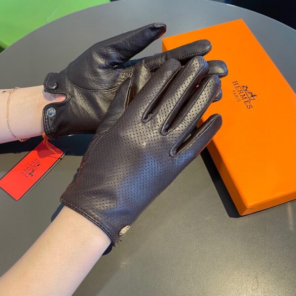 Hermes Soya Gloves In Dark Purple