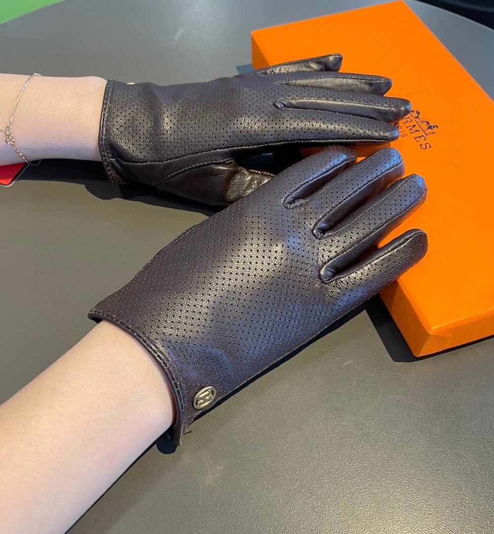 Hermes Soya Gloves In Dark Purple