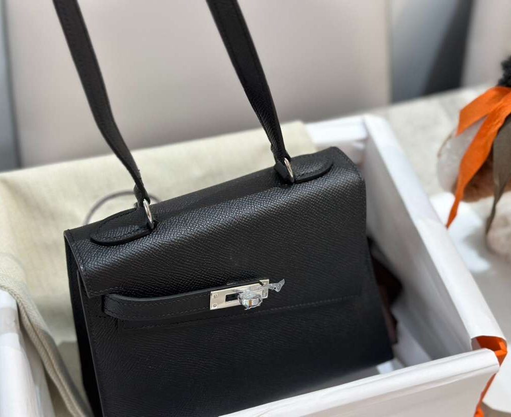 1:1 Replica Hermes Swift Kelly Pochette Black For Women 11.4in/29cm