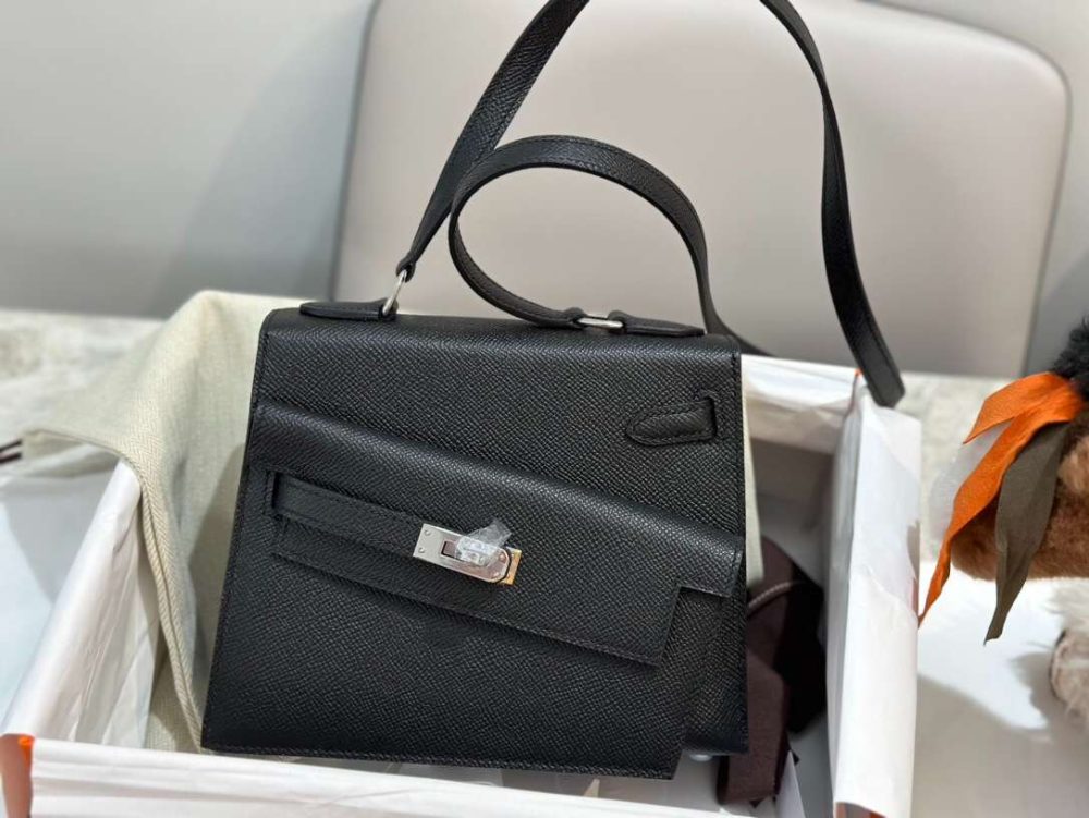 1:1 Replica Hermes Swift Kelly Pochette Black For Women 11.4in/29cm - Image 3