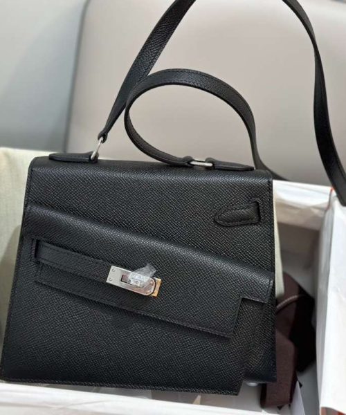 1:1 Replica Hermes Swift Kelly Pochette Black For Women 11.4in/29cm