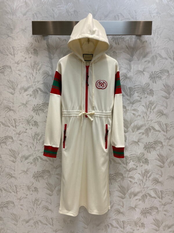 Hooded Zip Dress White For Women