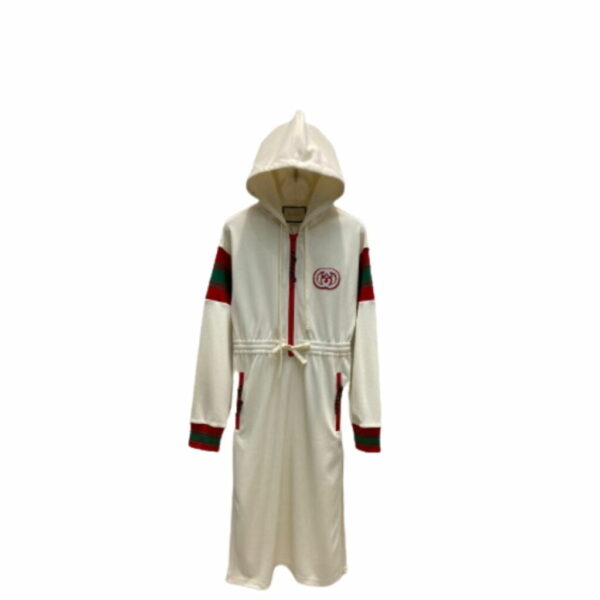 Hooded Zip Dress White For Women