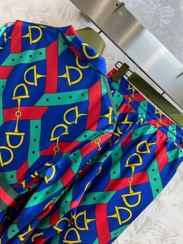 Horsebit Strap Print Jacket And Pants Multicolor For Women