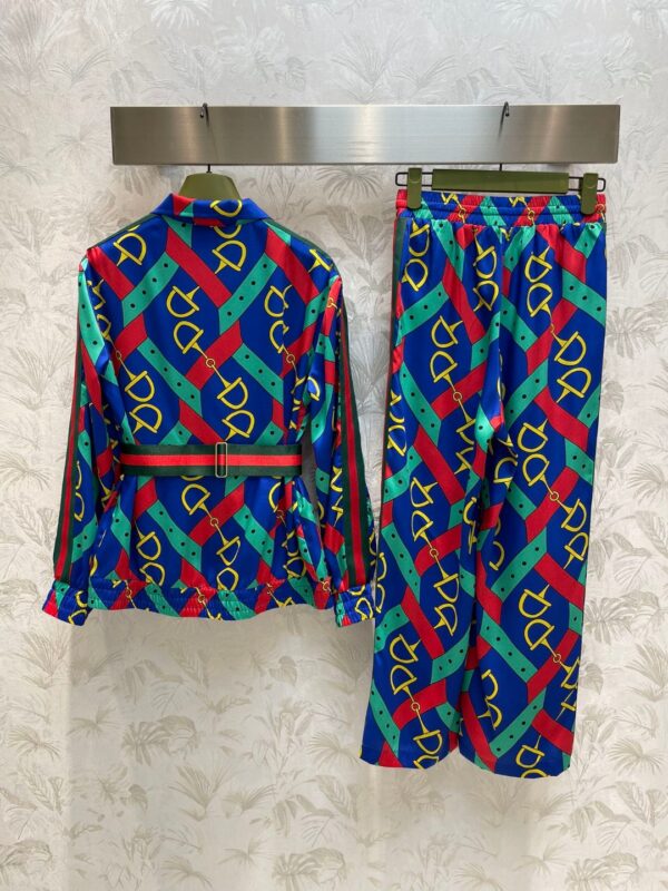 Horsebit Strap Print Jacket And Pants Multicolor For Women