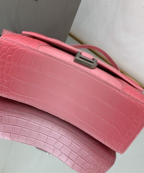 Hourglass Small Handbag Embossed In Pink/Brown For Women 9in/23cm