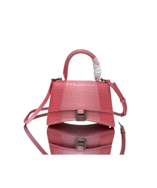 Hourglass Small Handbag Embossed In Pink/Brown For Women 9in/23cm