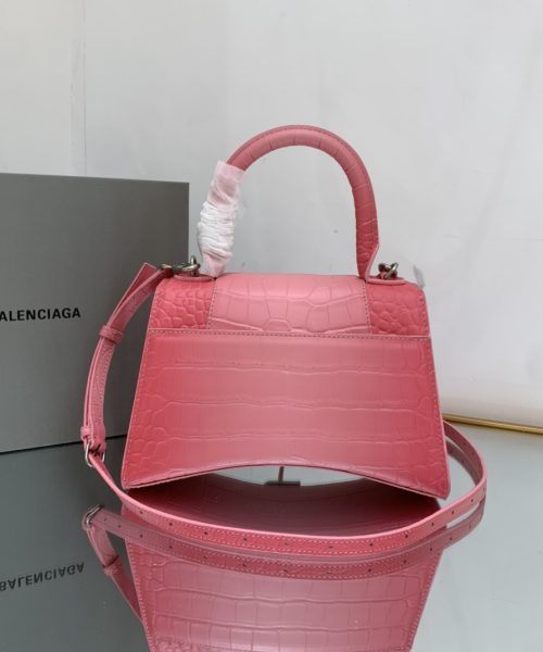 Hourglass Small Handbag Embossed In Pink/Brown For Women 9in/23cm