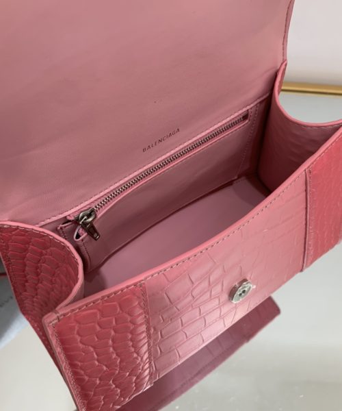Hourglass Small Handbag Embossed In Pink/Brown For Women 9in/23cm