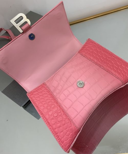 Hourglass Small Handbag Embossed In Pink/Brown For Women 9in/23cm