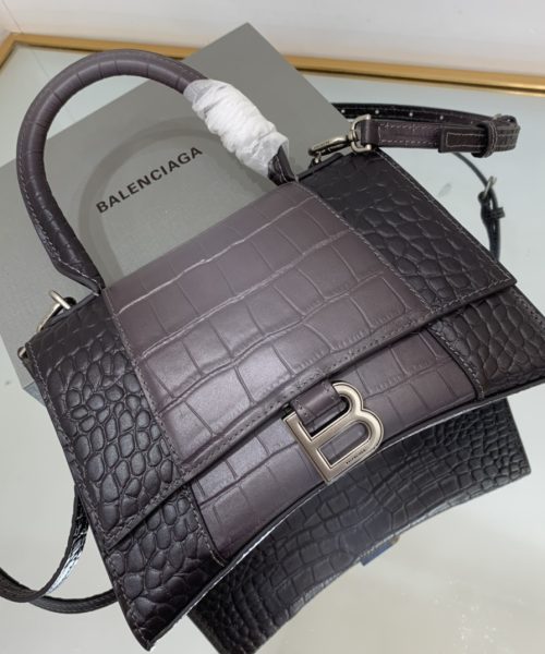 Hourglass Small Handbag Embossed In Pink/Brown For Women 9in/23cm
