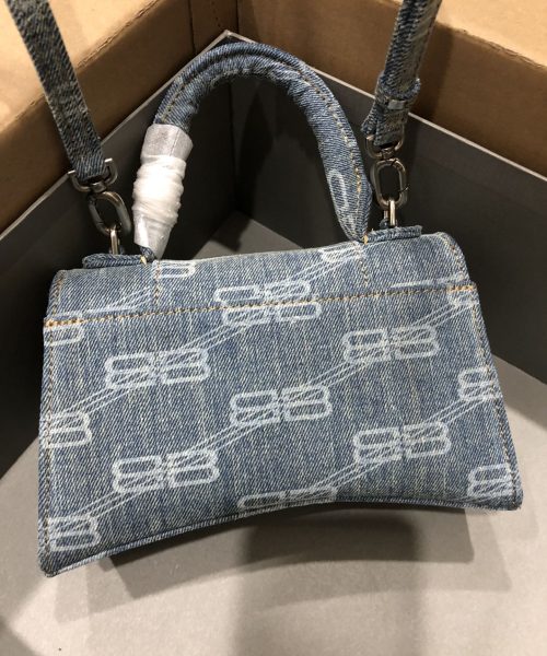 Hourglass XS Handbag Bb Monogram Bleached Denim In Blue For Women 7in/19cm