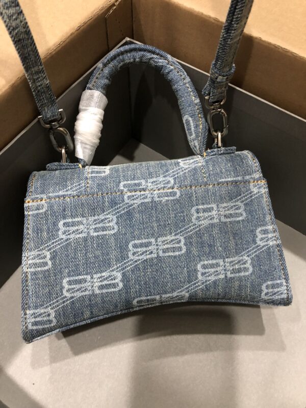 Hourglass XS Handbag Bb Monogram Bleached Denim In Blue For Women 7in/19cm