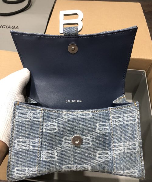 Hourglass XS Handbag Bb Monogram Bleached Denim In Blue For Women 7in/19cm