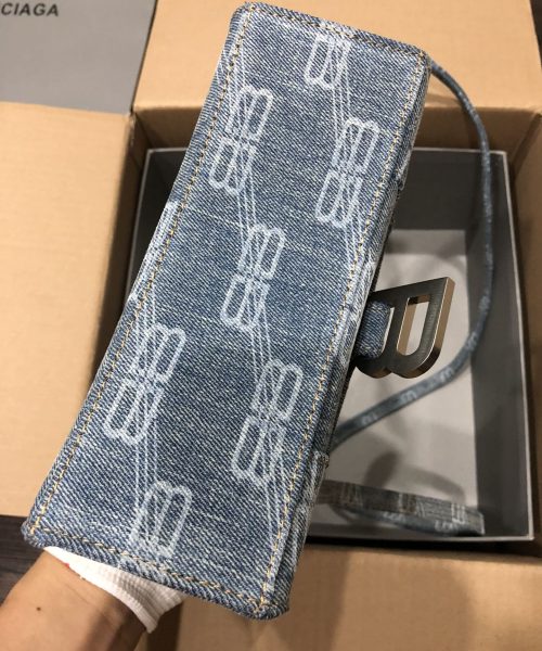 Hourglass XS Handbag Bb Monogram Bleached Denim In Blue For Women 7in/19cm