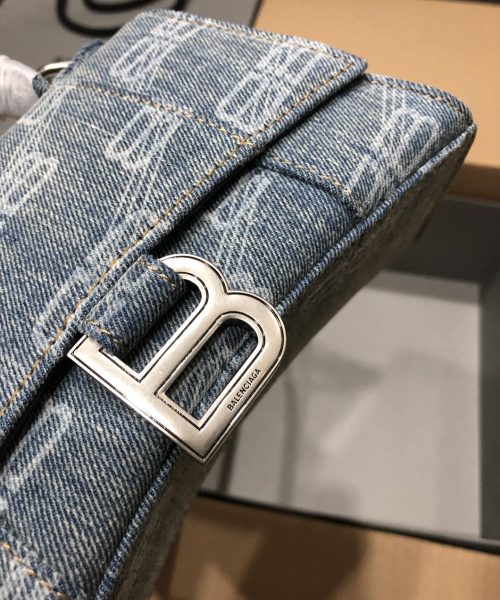 Hourglass XS Handbag Bb Monogram Bleached Denim In Blue For Women 7in/19cm