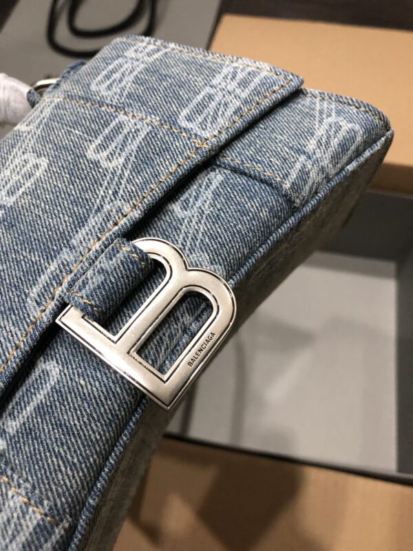 Hourglass XS Handbag Bb Monogram Bleached Denim In Blue For Women 7in/19cm