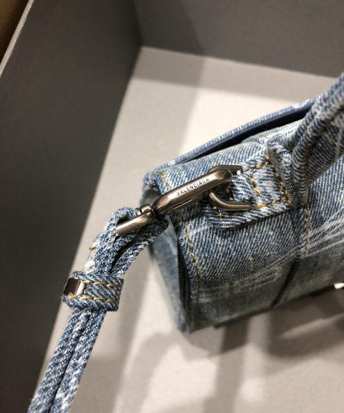 Hourglass XS Handbag Bb Monogram Bleached Denim In Blue For Women 7in/19cm