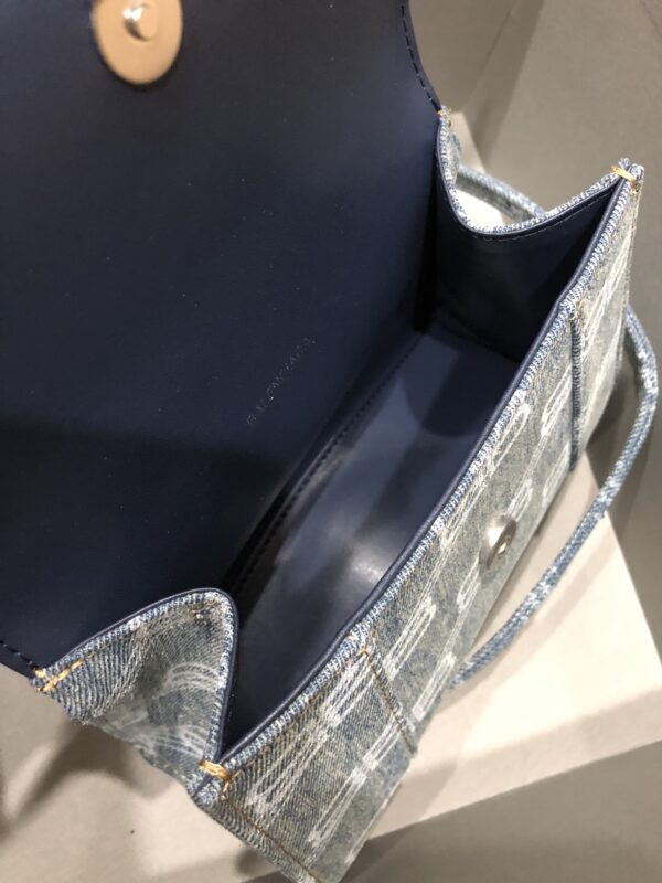 Hourglass XS Handbag Bb Monogram Bleached Denim In Blue For Women 7in/19cm