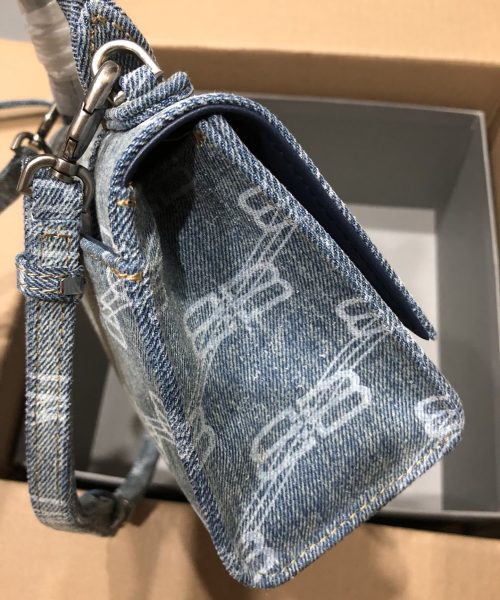 Hourglass XS Handbag Bb Monogram Bleached Denim In Blue For Women 7in/19cm