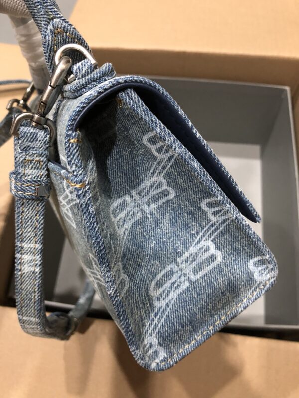 Hourglass XS Handbag Bb Monogram Bleached Denim In Blue For Women 7in/19cm
