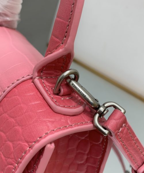 Hourglass XS Handbag Embossed In Pink/Brown For Women 7in/19cm