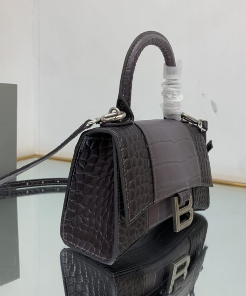 Hourglass XS Handbag Embossed In Pink/Brown For Women 7in/19cm