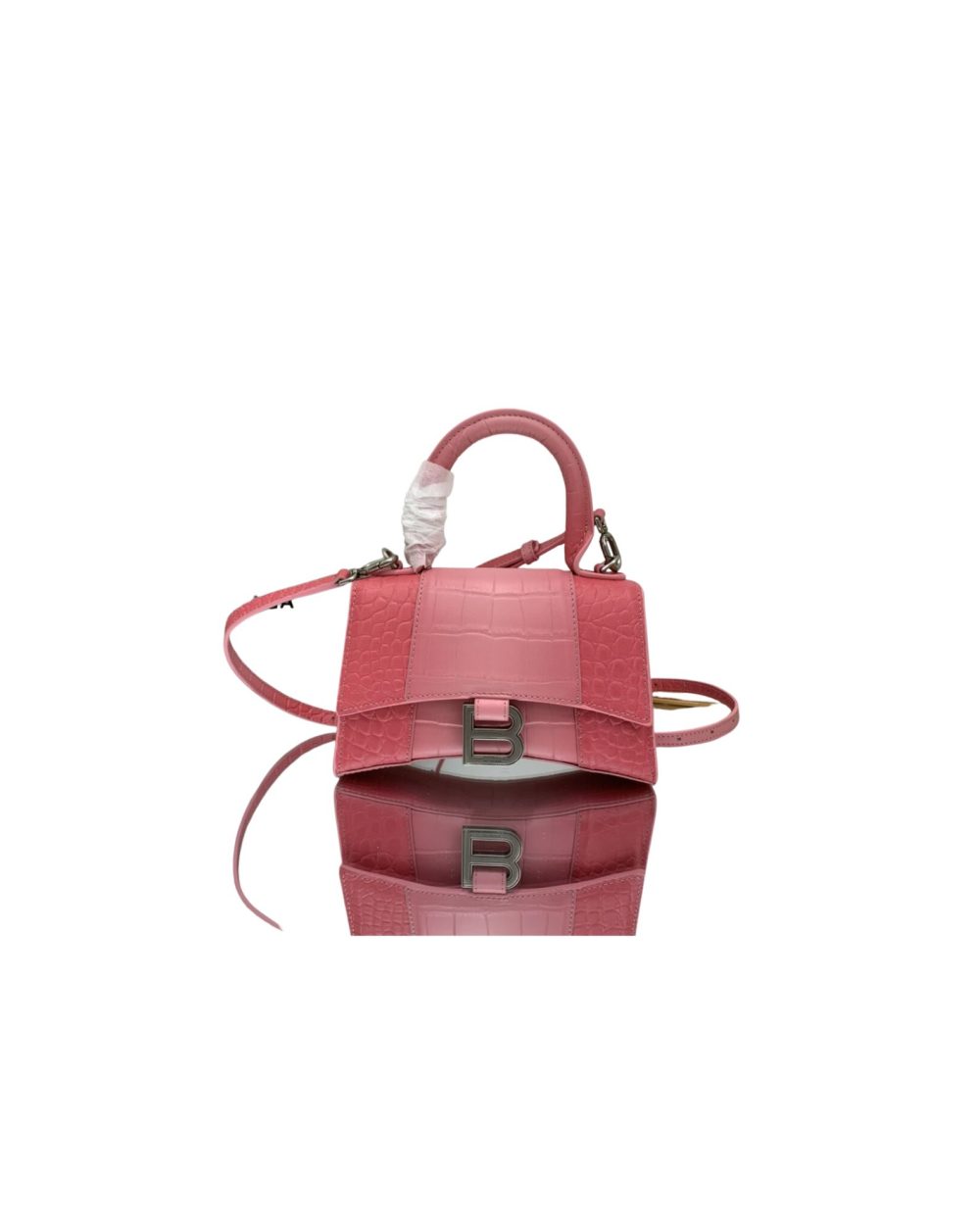 Hourglass XS Handbag Embossed In Pink/Brown For Women 7in/19cm