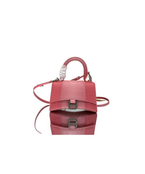 Hourglass XS Handbag Embossed In Pink/Brown For Women 7in/19cm