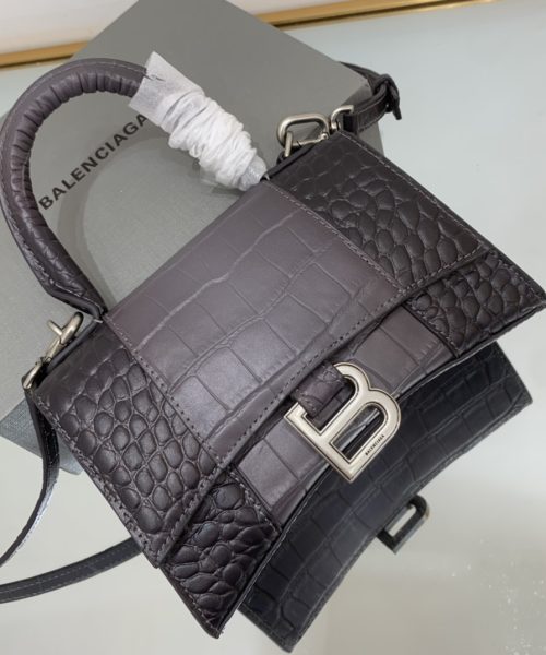 Hourglass XS Handbag Embossed In Pink/Brown For Women 7in/19cm