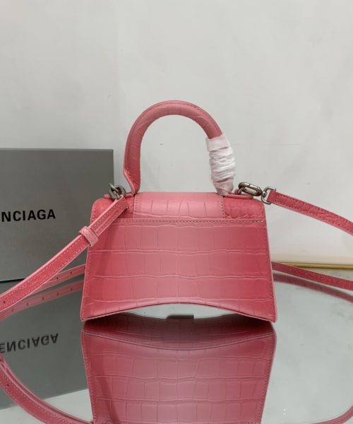 Hourglass XS Handbag Embossed In Pink/Brown For Women 7in/19cm